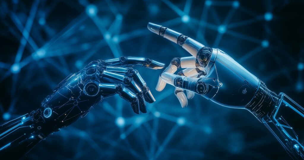 ArtificialIntelligenceRobotHandTouchingHumanFingerOnADark - antivirus.com.tr by ESET Yapay zekâ modern inovasyonun sevgilisi hâline geldi; sektörleri yeniden şekillendiriyor, üretkenliği yeniden tanımlıyor ve yeni iş modellerine ilham veriyor.