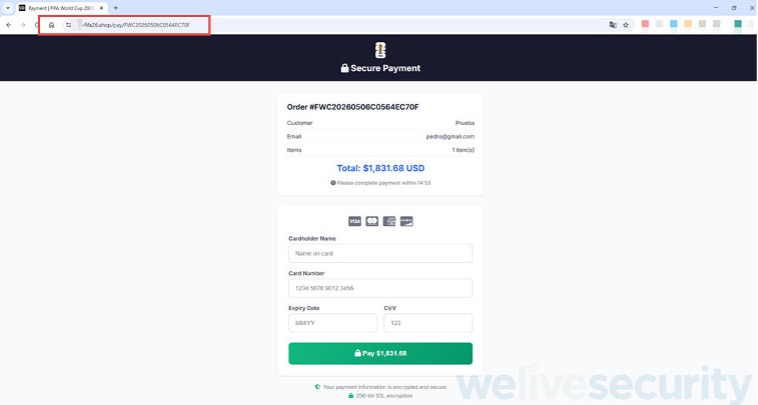 Picture12 - antivirus.com.tr by ESET Para ve kişisel verileri çalmak için resmî bilet ve ürün satışlarını taklit eden sahte FIFA Dünya Kupası temalı web sitelerine dikkat edin