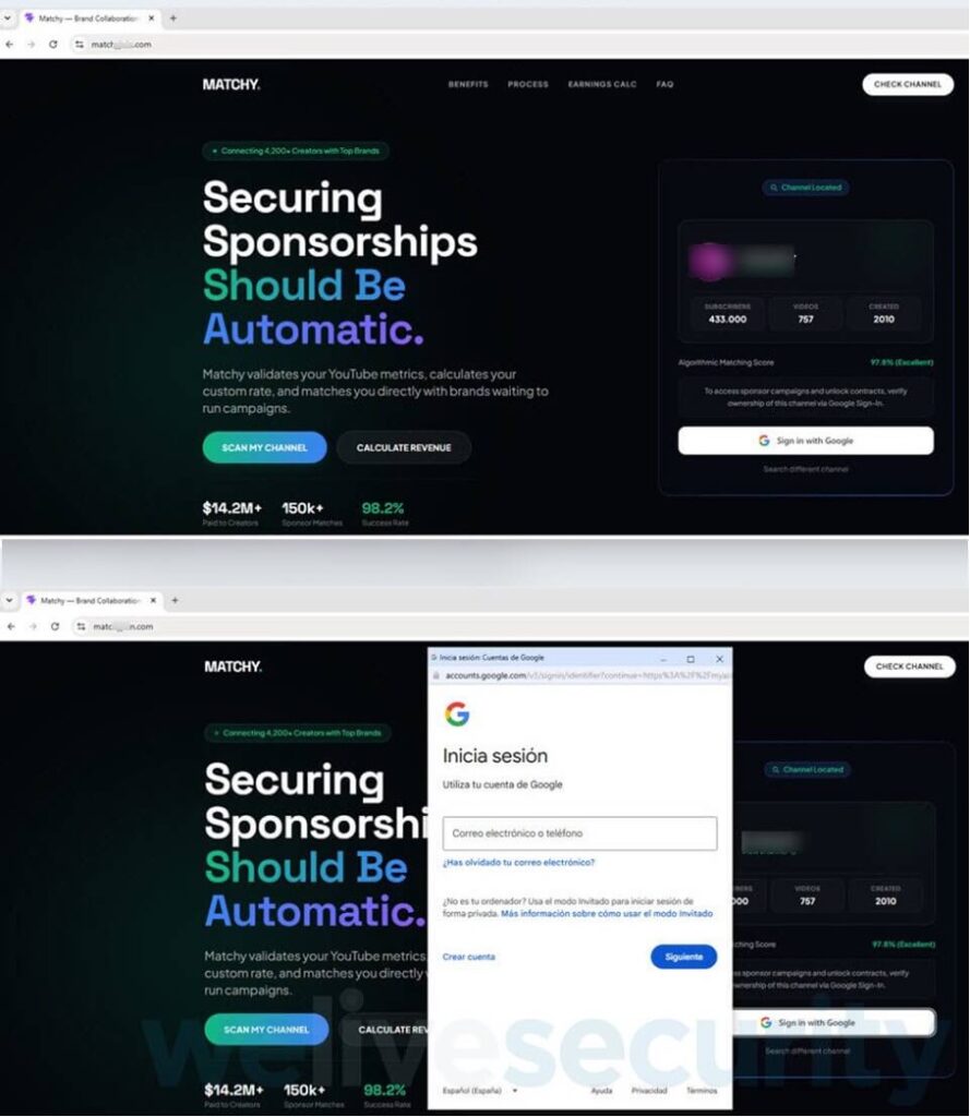 Picture4 - antivirus.com.tr YouTube kanalınız için kulağa inandırıcı gelen bir sponsorluk teklifi, Google hesabınızı ele geçirme girişiminde olabilir